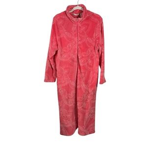 Jasmine Rose Women’s Peach Zip Front Long Sleeve Bath Robe. Size XL